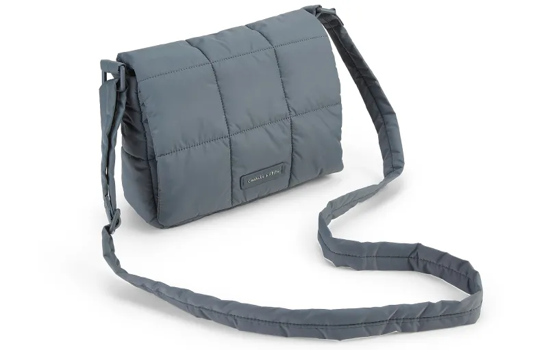 CHARLES&KEITH Nylon Cloud Bag Crossbody Bag Medium Size Women's Jet Black/Grey Gray-7