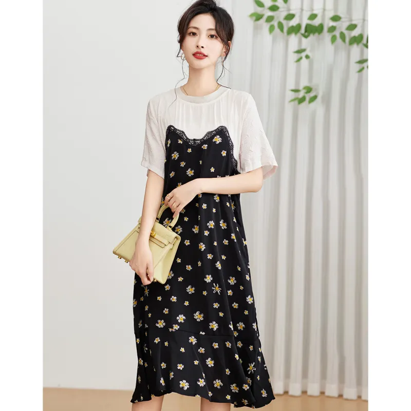 Love Elaine Summer Short Sleeved Dress Women's White/Black-0