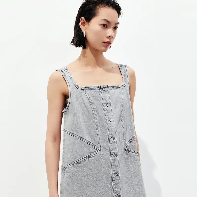 ONLY Sleeveless Dress Women's Light Denim Gray-5