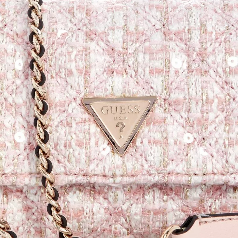 GUESS Fabric Artificial Leather Shoulder Bag Medium Size Women's Pink-4