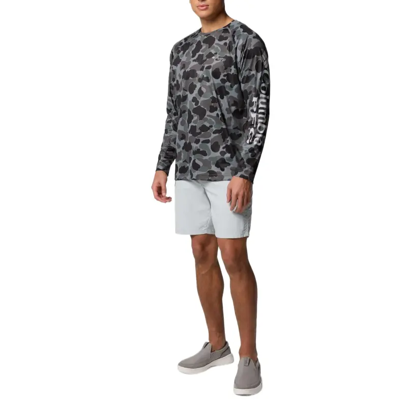 Columbia PFG Super Terminal Tackle T-Shirt Men's Black Camouflage-3