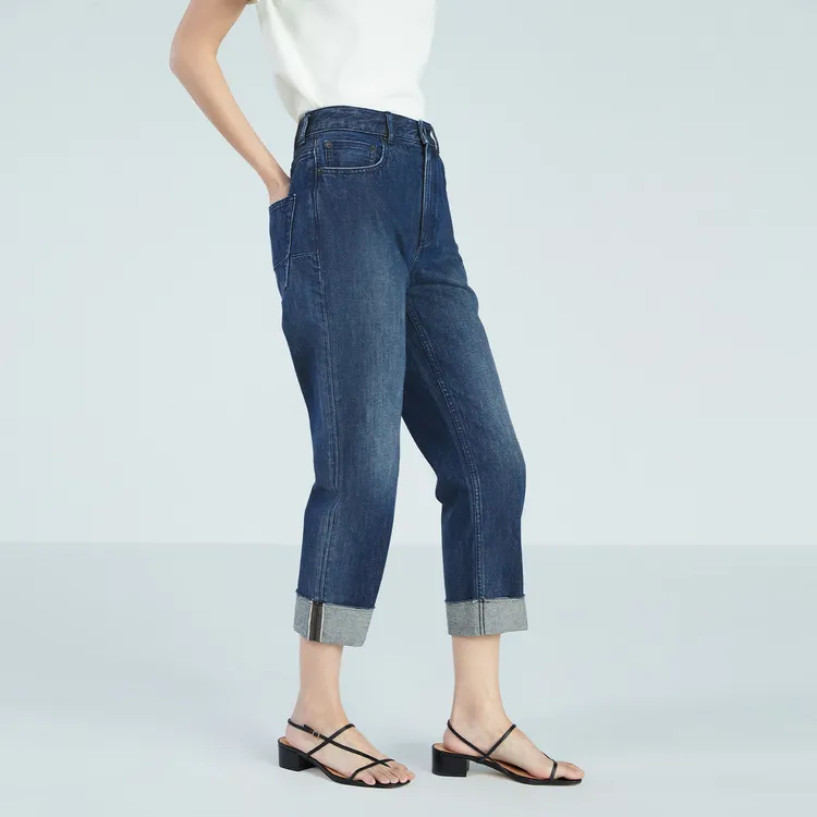 OVV Jeans Women's Navy Blue Solid Color 06-4