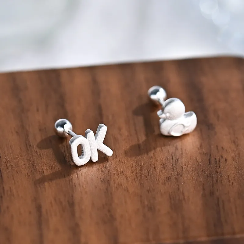 Happy Tide S999 Fine Silver Stud Earrings Women's Silver-1