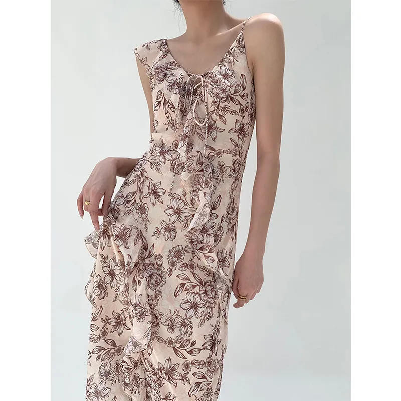 TOUCH MISS Sleeveless Dress Women's Apricot Floral-3