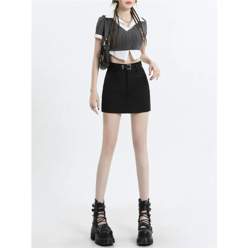 ZAVK Casual Short Skirts Women's Ink Black-5