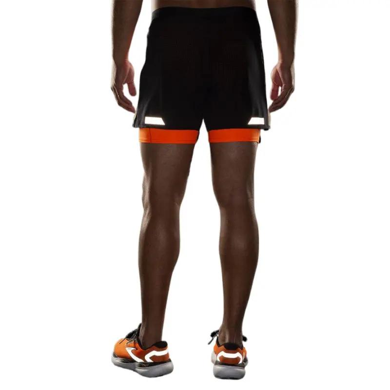 Brooks Sports Shorts Men's Black/Beige/Fluorescent Color-5
