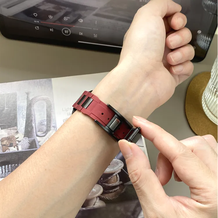 Sopi Apple Compatibility Watch Band Rubber, Stainless Steel Material-22
