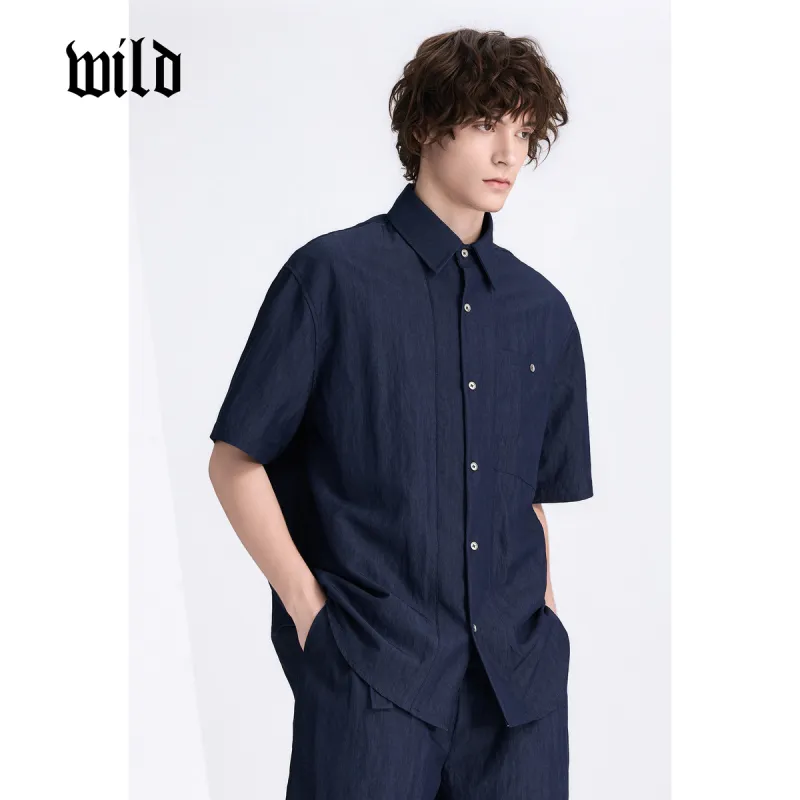 WILD LEADER Shirts Men Blue[CW51585A67]-4