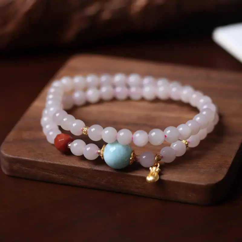 TIANTAISHAN Hetian Jade Bracelets Lotus Root Powders Unisex-3