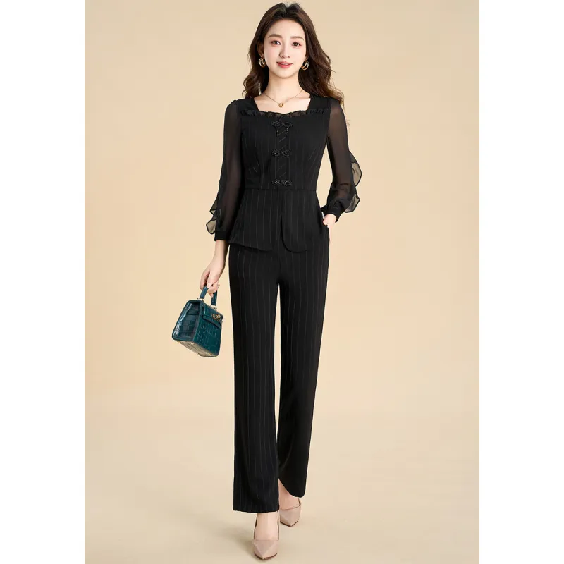 Mylan Spring, Summer, Fall Casual Suit Slim Fit Women's Black-4