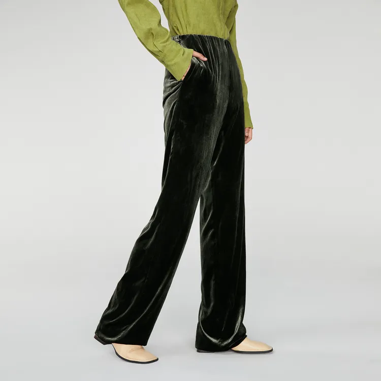 OVV Casual Pants Women's Gray Green Solid Color B7-3