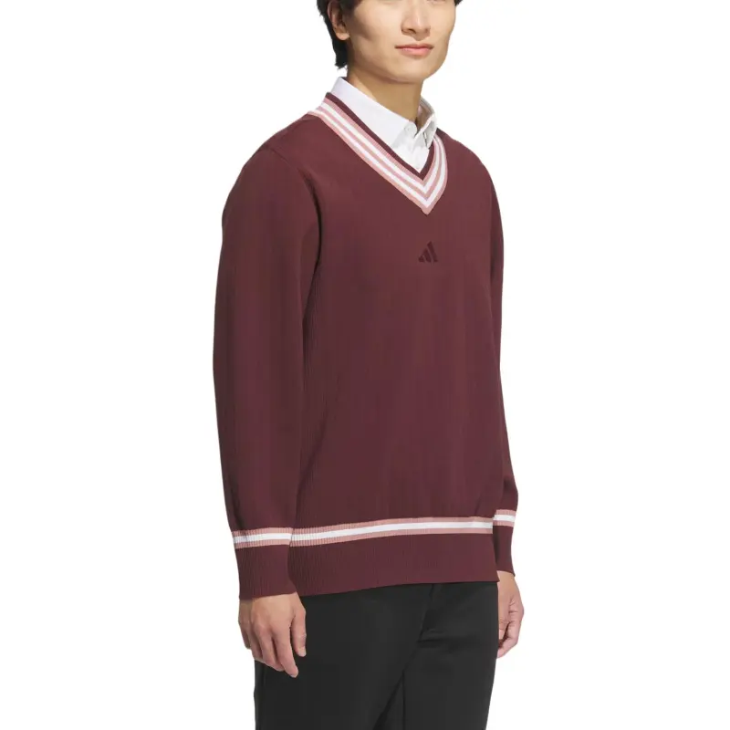 Adidas V NECK SWEATER Sweatshirt Men's Aurora Gemstone Red-2