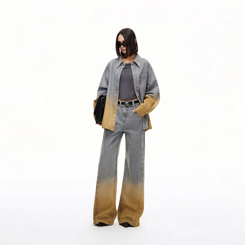 ONLY Shirts Women's J09 Gray Yellow Gradient Denim-2
