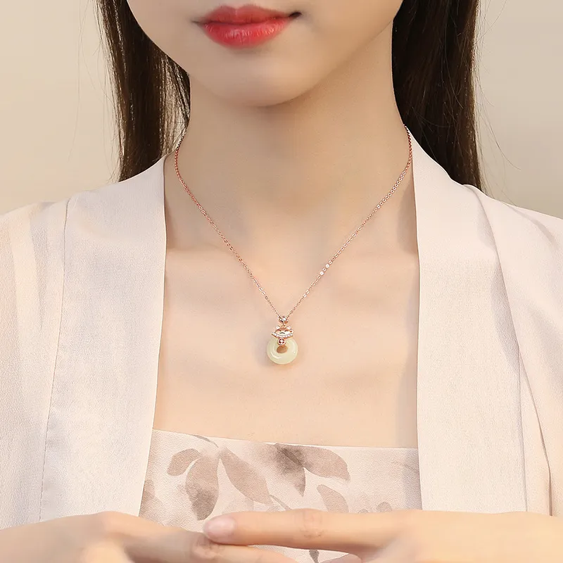 Royal Heaven's Choice Hetian Jade Pale Greenish White Jade Unisex-1