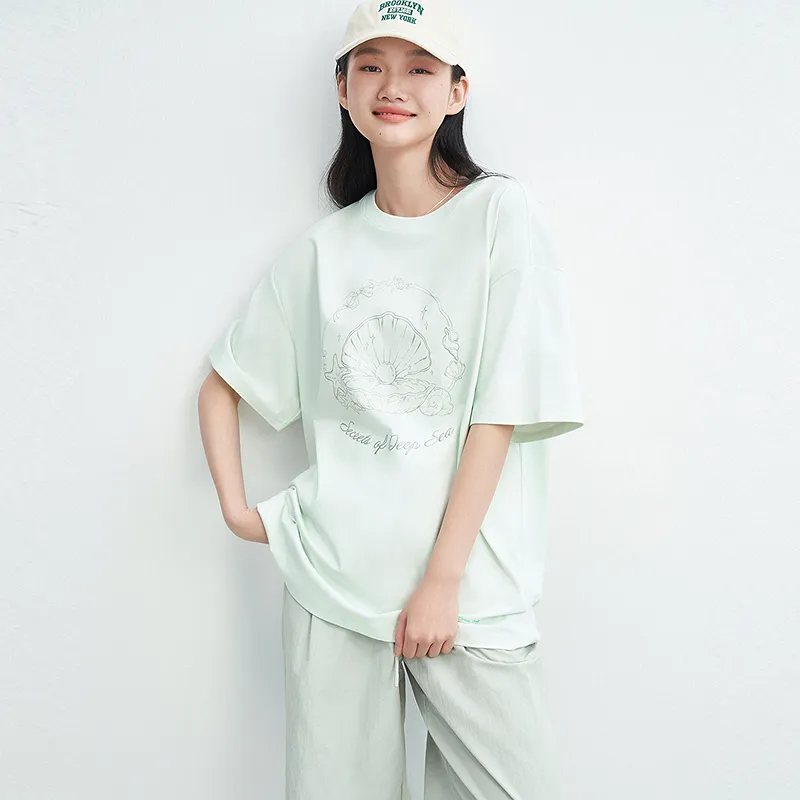 LEDIN T Shirt Women's Clear Sky Green In Stock-2