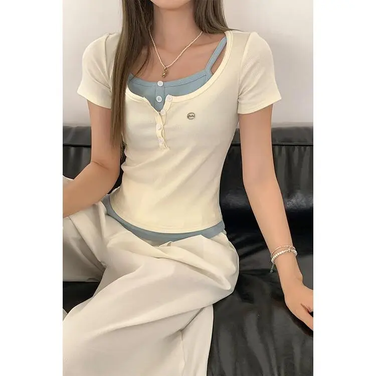 XIANSINIAO Summer Regular T Shirt Women's-4