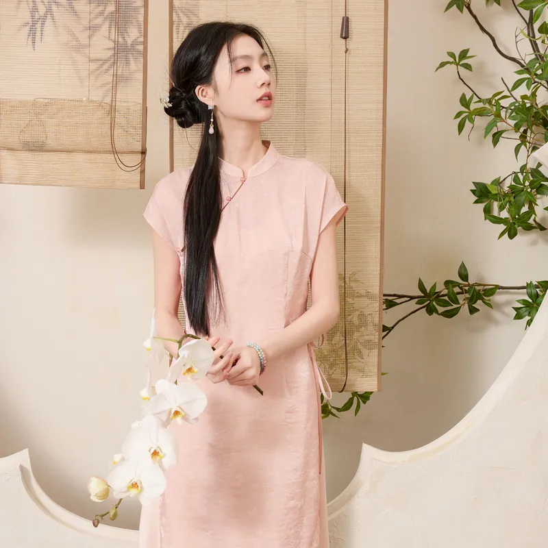 3COLOUR Short Sleeved Dress Women's Light Pink Floral-5