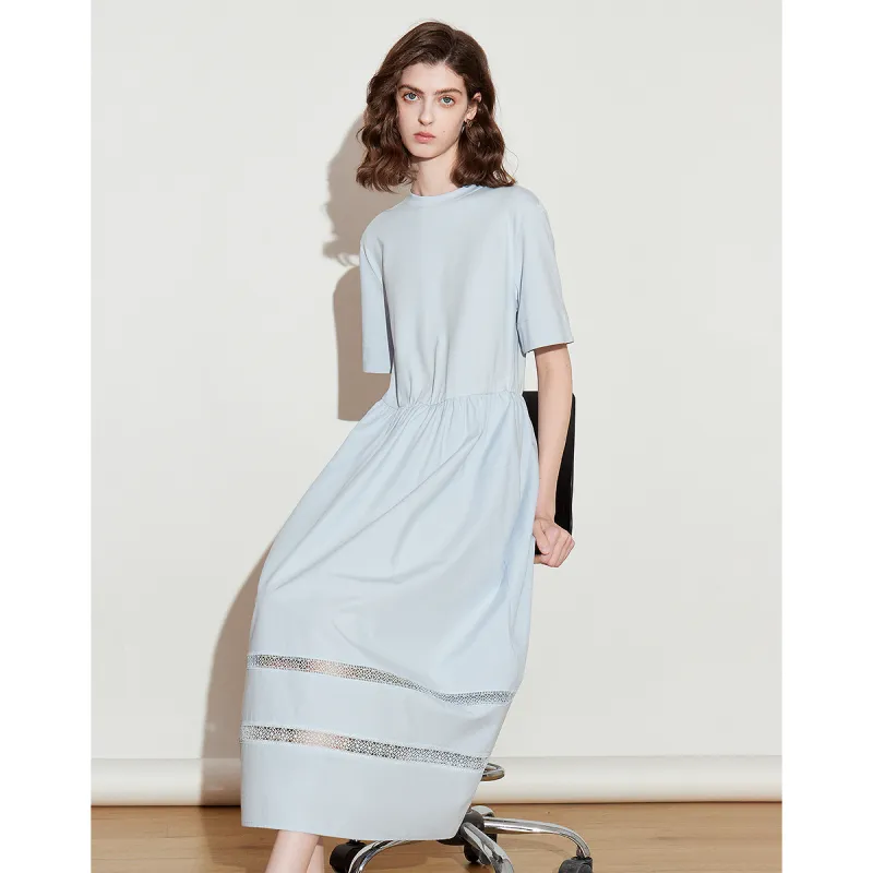 Initial Language Short Sleeved Dresses Women's-9
