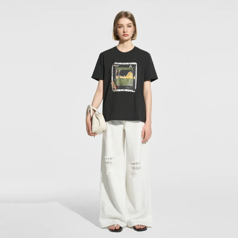 Bethine ['Pineapple' Calm And Unperturbed] T Shirts Women's Dark Gray-4