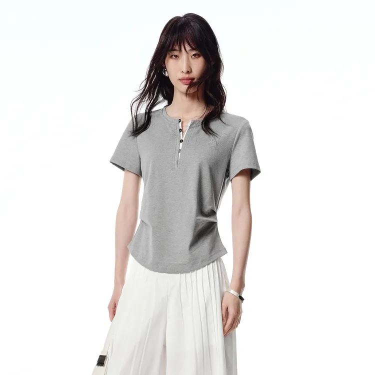 PEACEBIRD T Shirts Women's Gray-2