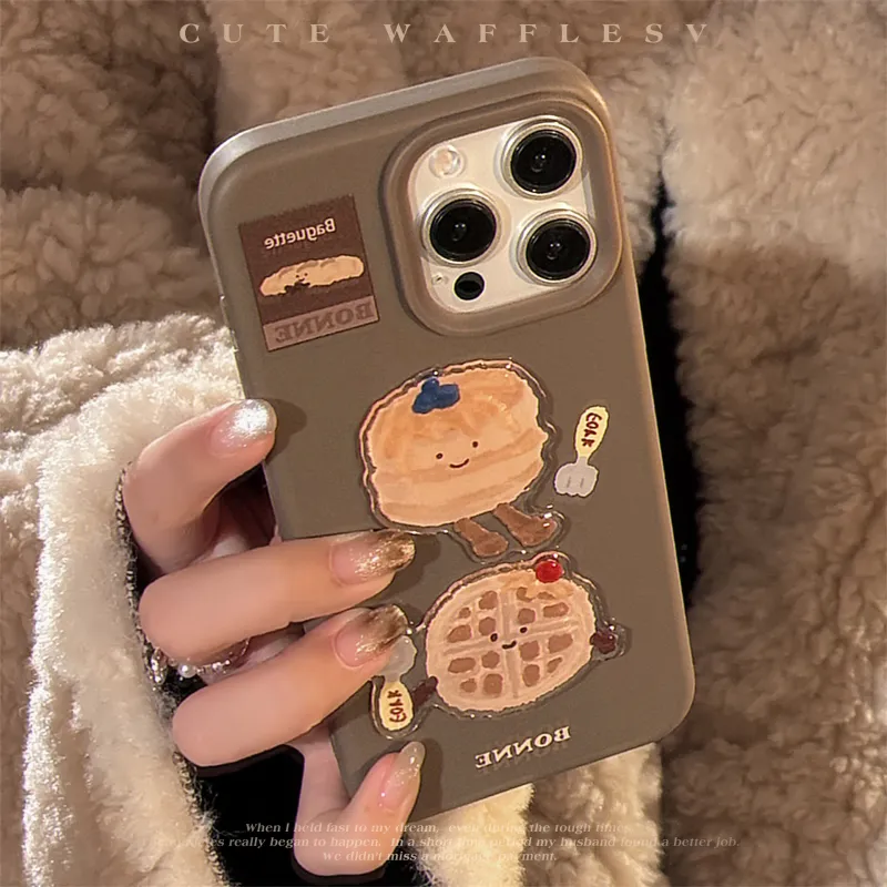 Cuttlefish Grid ABS+PC Material Fun Cute Waffle Biscuit Phone Cases Compatible With Apple 16/15/14/13/12/11-2