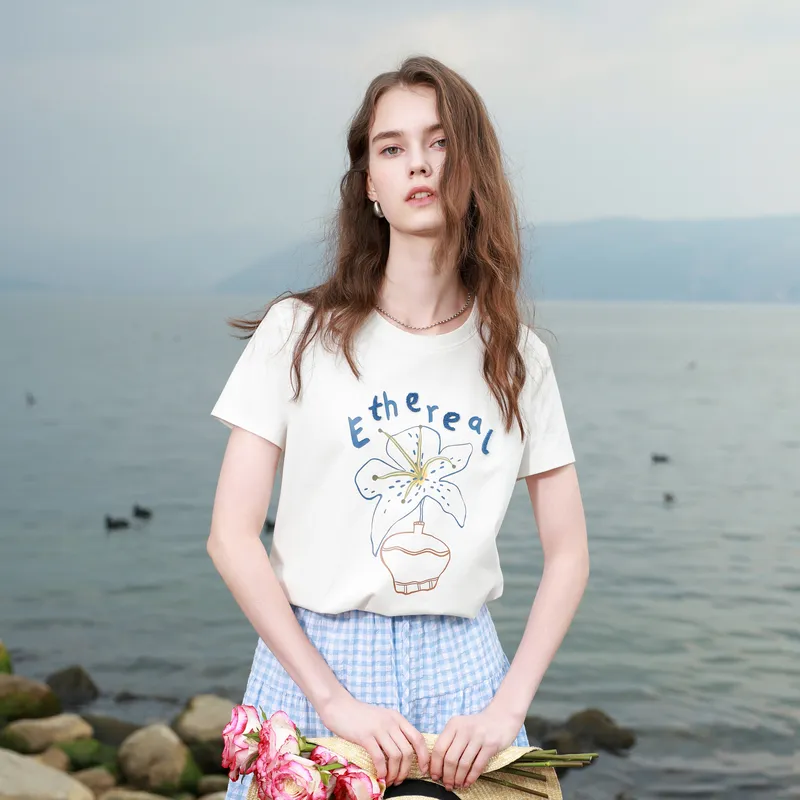 3COLOUR T Shirts Women's Cloud White-6