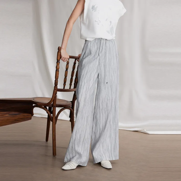 ELLE Casual Pants Women's Gray Blue-2