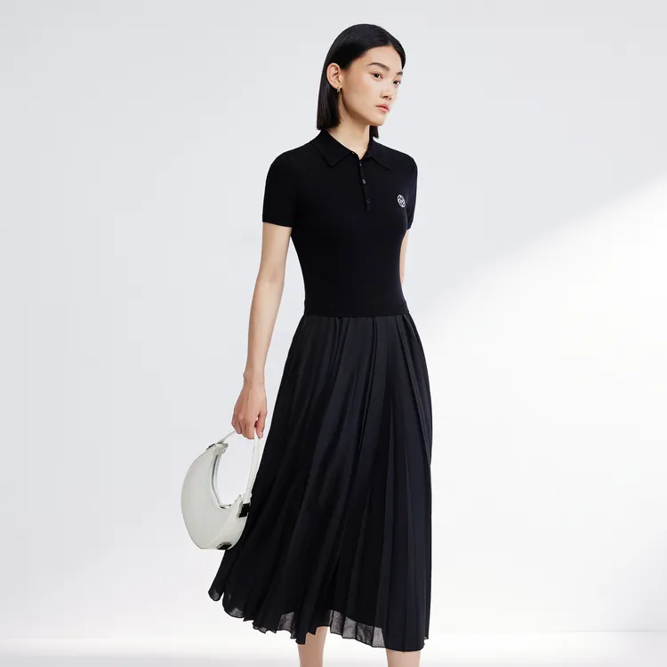 SHUIYUNJIAN Short Sleeved Dress Women's Black-3