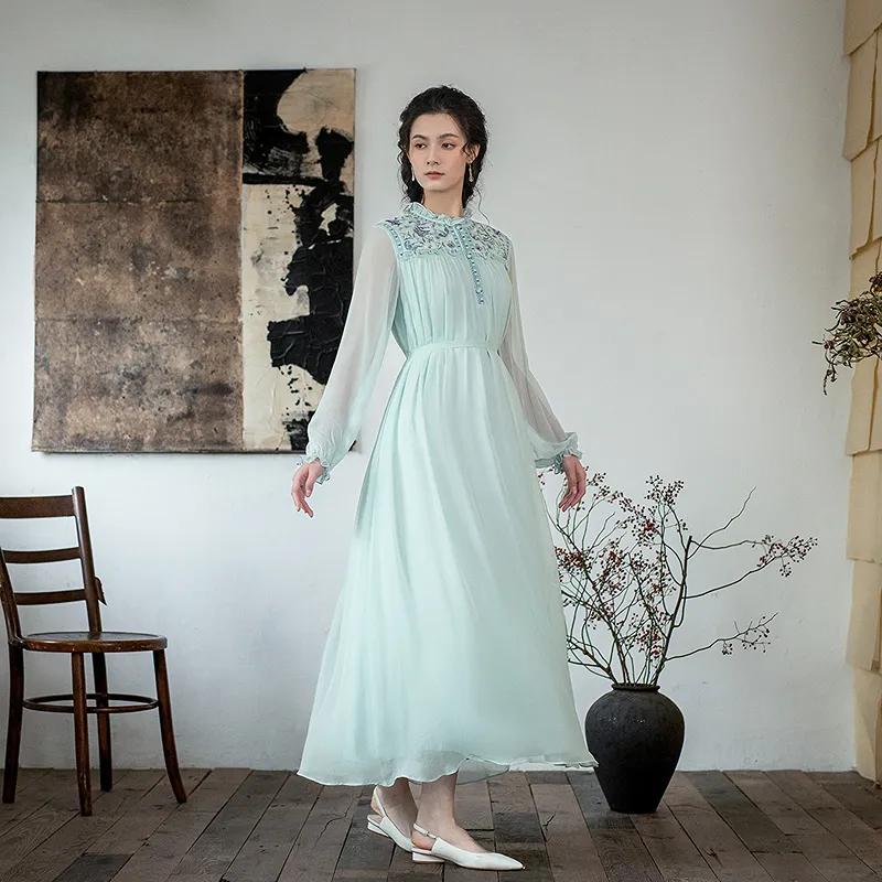 A LIFE ON THE LEFT Long Sleeved Dress Women's Azure-3