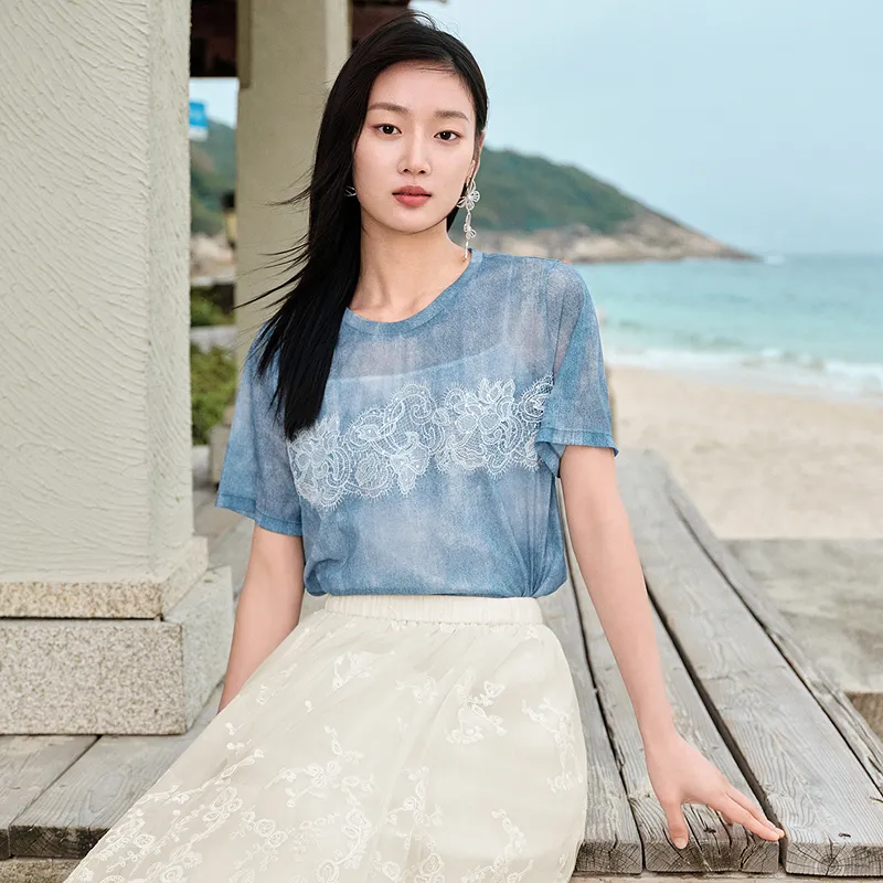 JZ. ANNAKRO Chiffon Shirt Women's Sky Blue-5