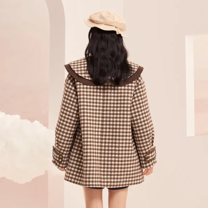 Pit Cropped Coats Women's Plaid-2