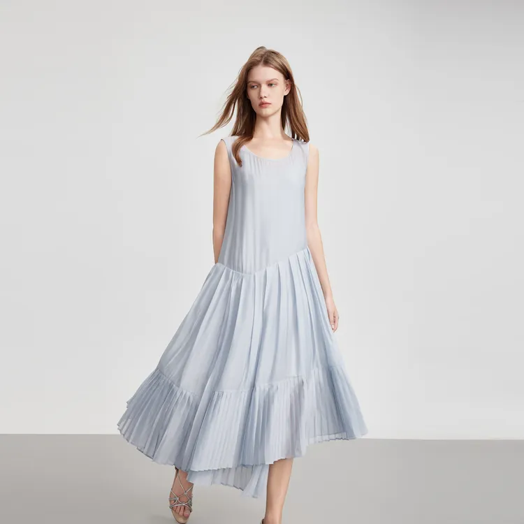 ELLE Slip Dresses Women's Gray Blue-4