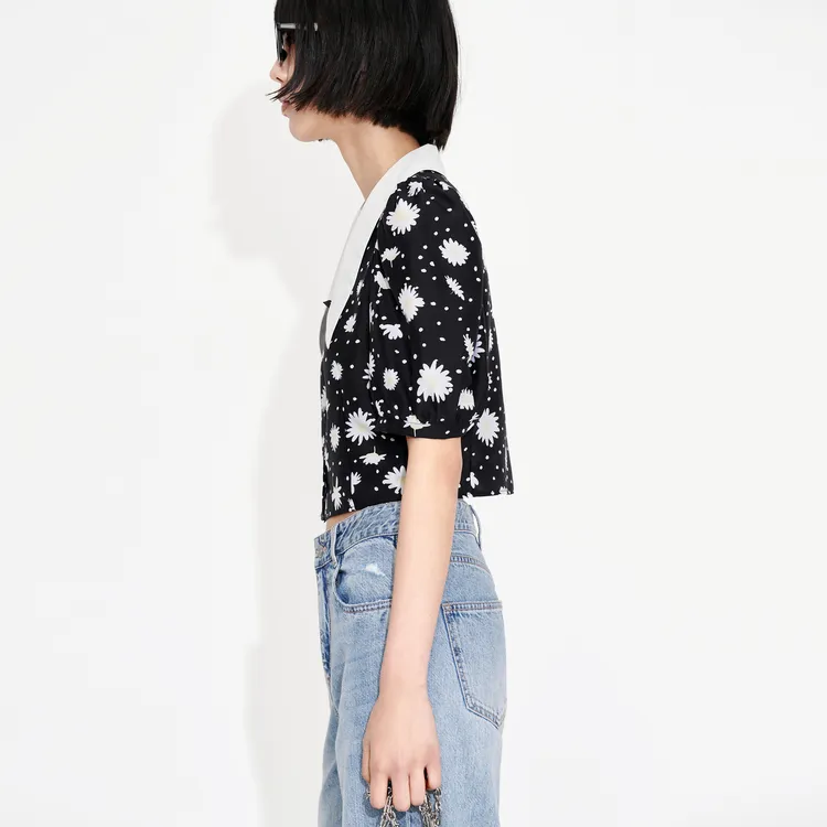 MO&CO Shirts Women's Black With White Multicolor-2