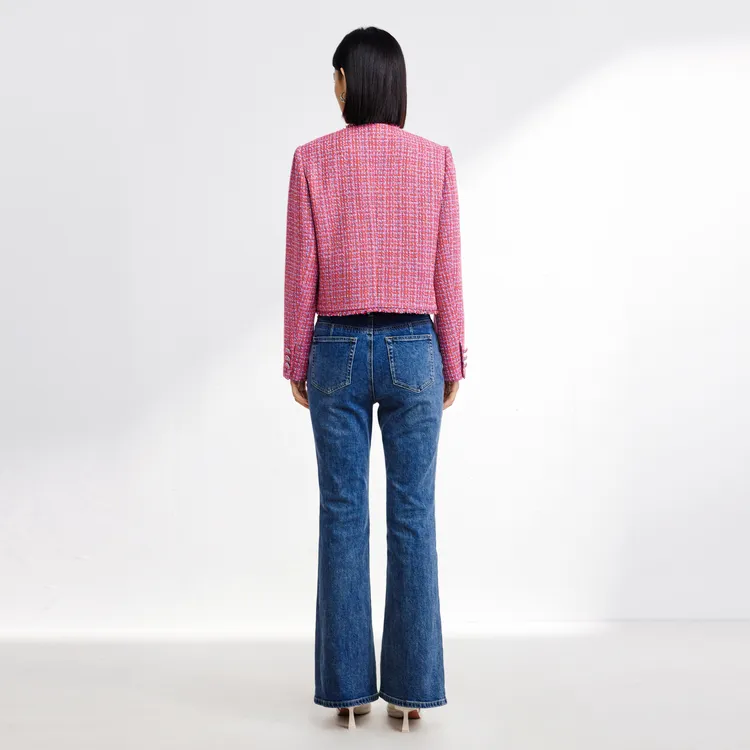 SHUIYUNJIAN Cropped Coats Women's Rose Red-5