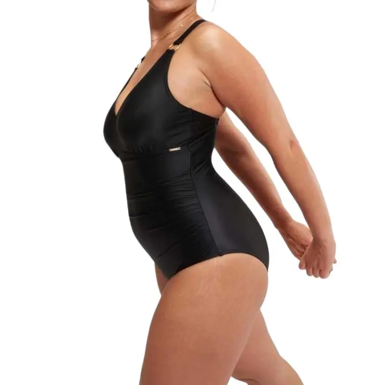 Speedo Shaping V Neck One Piece Green One piece Swimsuit Women's-10