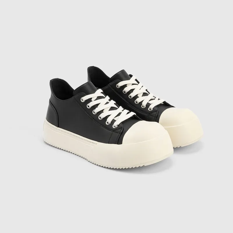 GXG Oversized Derby Shoes Anti Slip And Wear Resistant Height Increasing Coverage Low Top Skateboard Shoes Men's Black-2