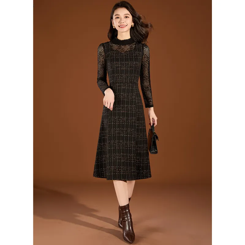 Mylan Spring Fall Skirt Set Women's Black-5