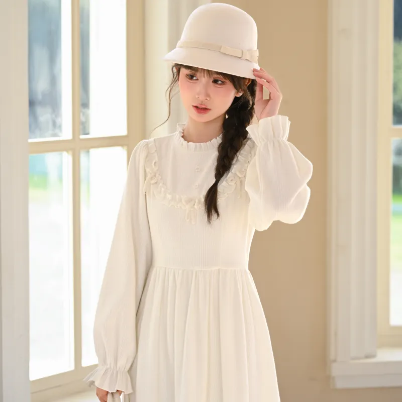 SNBL Long Sleeved Dresses Women's White-4