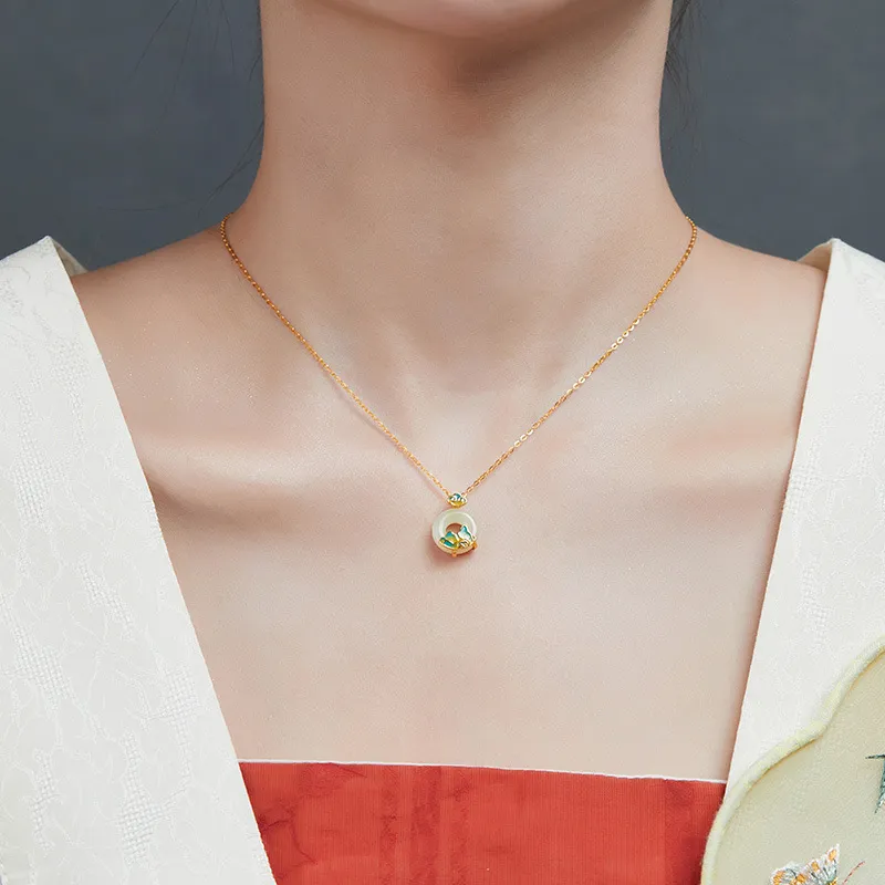 Royal Heaven's Choice Necklaces Pale Greenish White Jade Unisex-2