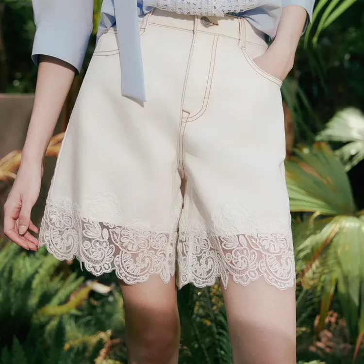 ELLE Denim Shorts Women's White-4
