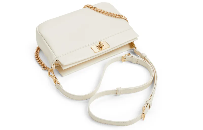 CHARLES&KEITH PU One Shoulder Underarm Crossbody Bag Trumpets Women's Cream Milk White/Black-2