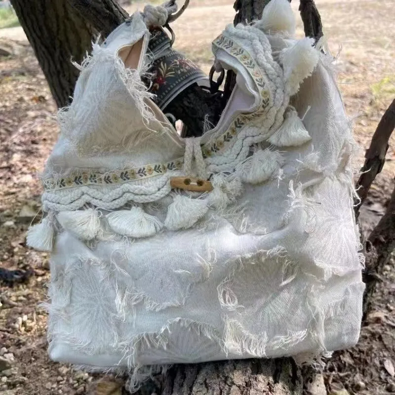 Boniu Cotton Handbag Regular Unisex Ecru-2