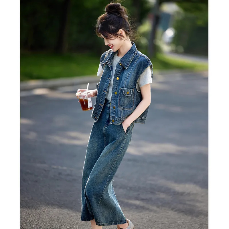 Still Quiet Skirt Set Regular Women's Denim Blue-3