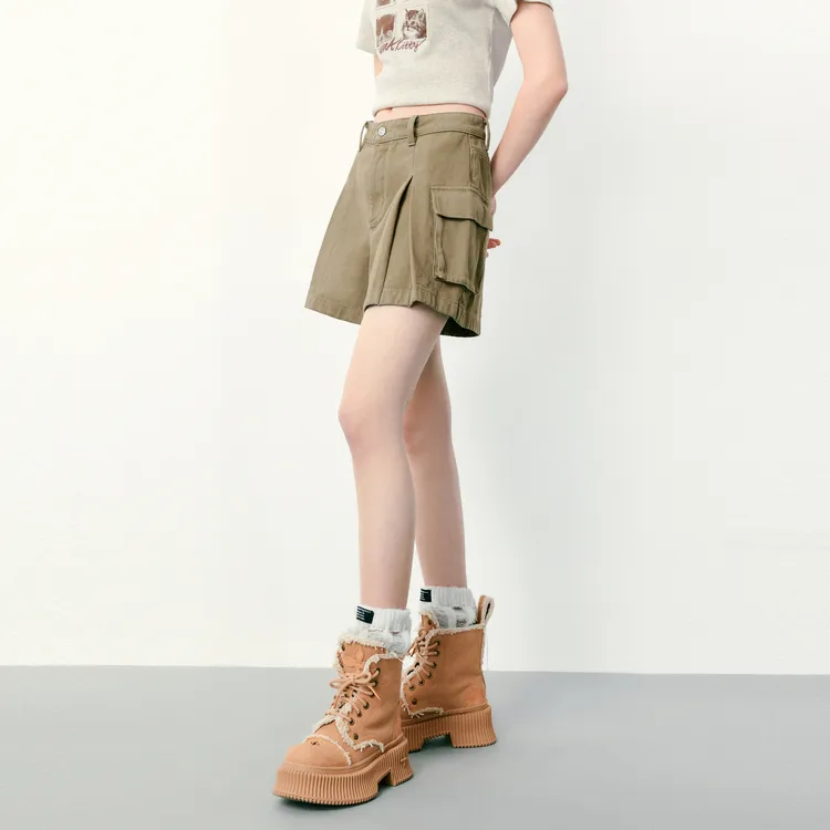 LEDIN Denim Shorts Women's Camel-4