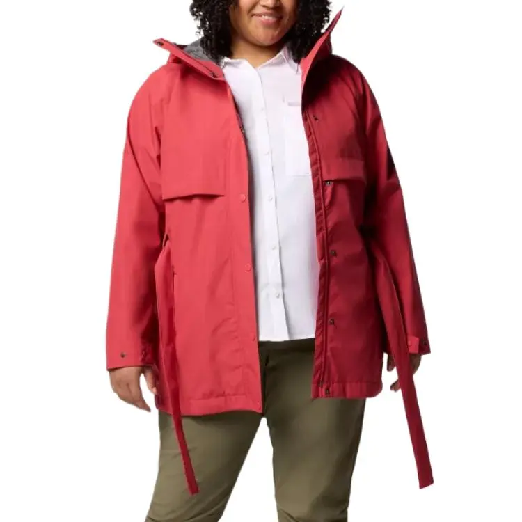 Columbia Long Valley Trench Coat Women's Red-3