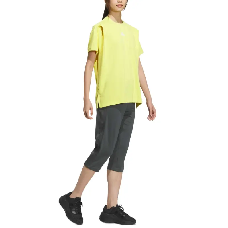 Adidas AEROREADY Drop Shoulder Sleeve T Shirt Women's Yellow-3
