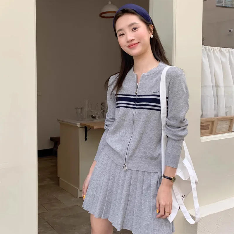 BEAUTIFUL CONFESSION Skirt Set Women's Gray-2