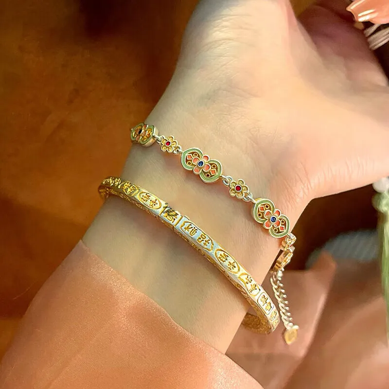 LIUXIN 999 Fine Silver Bracelets Women's-4