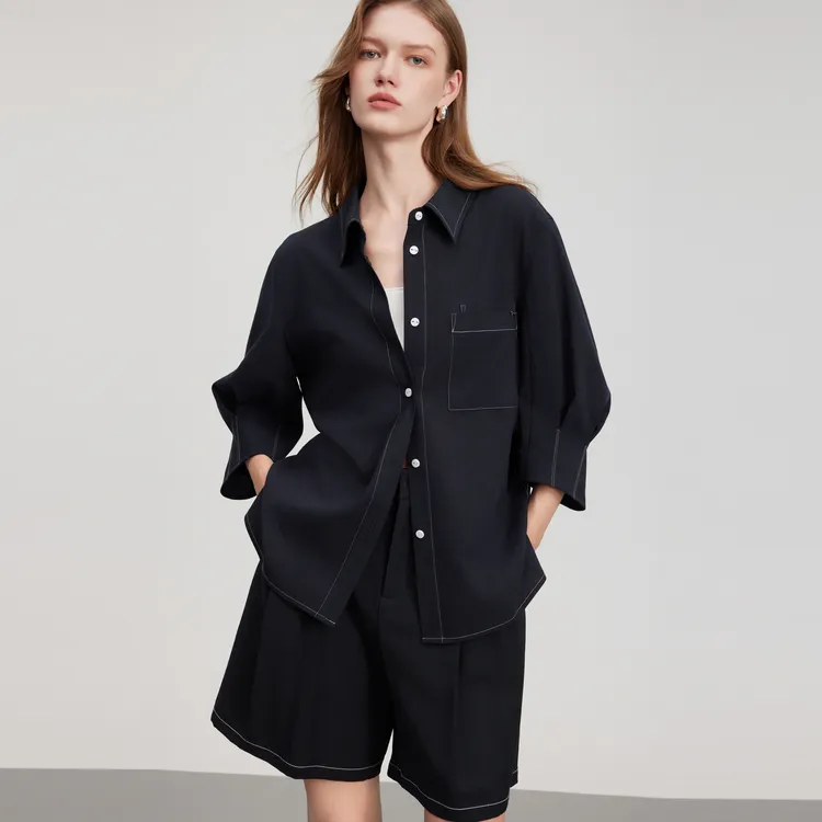 ELLE Shirts Women's Navy Blue-3