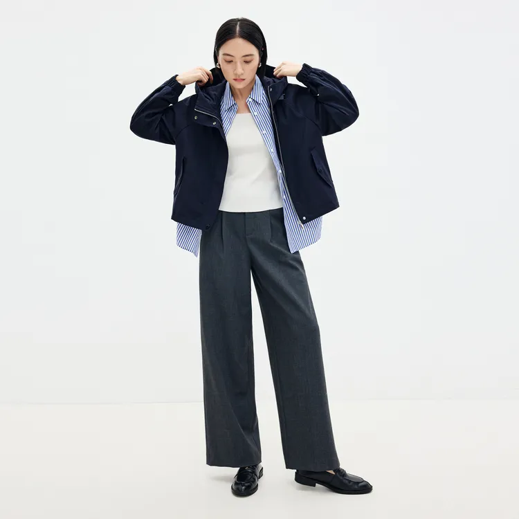 SHUIYUNJIAN Trench Coat Women's Navy Blue-4